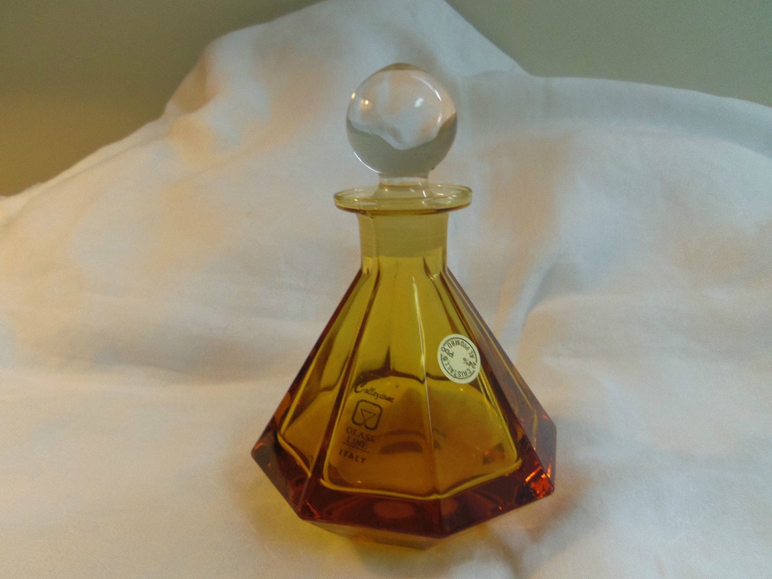 Perfume Bottle Amber Lead Crystal Collezione Italy 5 3/4