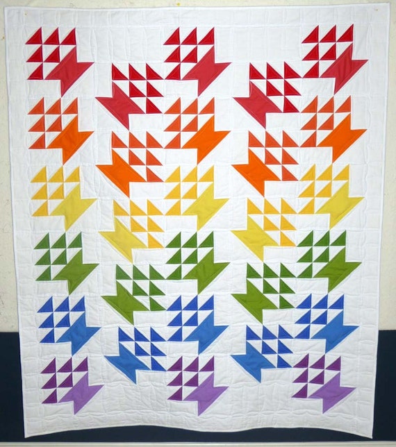 Rainbow baskets modern solid bed quilt