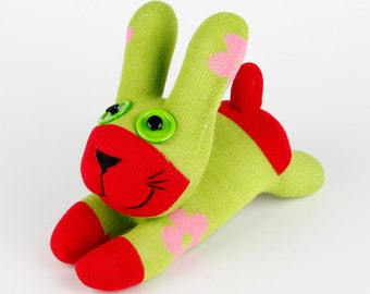 Free Shipping Handmade Sock Rabbit/bunny Stuffed Animal Doll Baby Toys