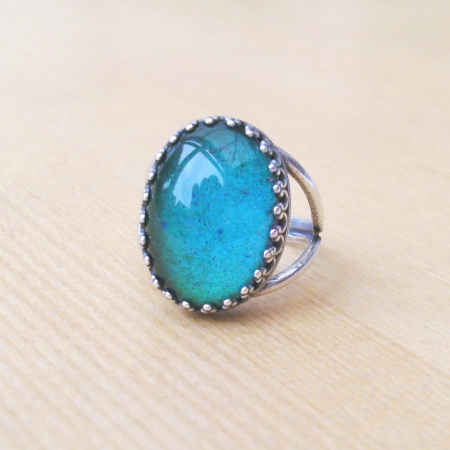 Sterling Silver Mood Ring Vintage Glass Mood Stone Ring