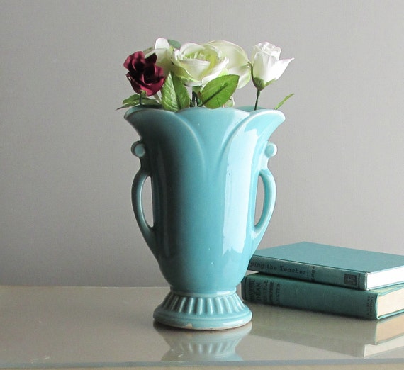  home  decor  vintage USA  Vase turquoise blue art pottery