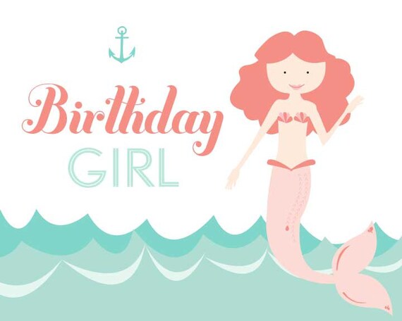 sign 21st birthday mermaid Birthday Girl on Sign  8x10 to  Mermaid Etsy Items similar