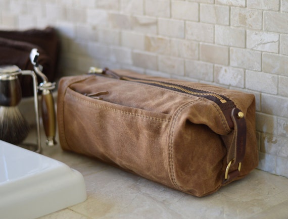 ... Wash Bag, Strap Embossing Waxed Cotton Canvas, Horween Leather
