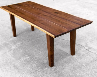 Walnut Live Edge Dining Table with Tapered Legs - Custom Tapered Leg Table - Black Walnut Hardwoods - Handmade in USA - Customized
