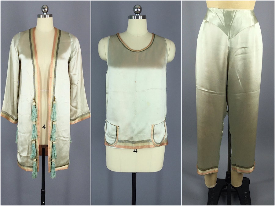 1920s Silk Pajamas / Vintage Pajamas / Vintage Loungewear