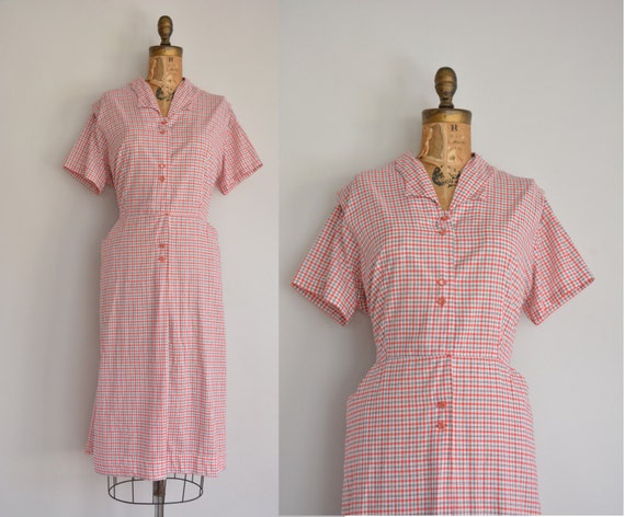 vintage 1950s dress / Hattie Leeds plaid dress / 50s cotton