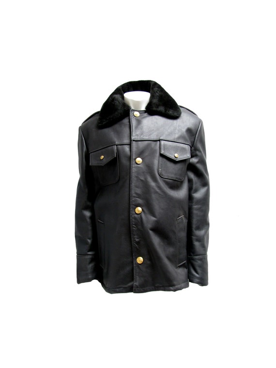 Leather Police Jacket Vintage Mens Nates Custom Leather Police Jacket Vintage Mens Nates Custom Tailors 3 4 Length Mounted Cop