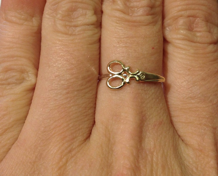Scissors ring Sterling silver and gold brass by AnnieLesperance