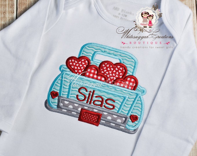 Boys Old Truck Shirt with Hearts - Custom Personalized Valentines Day Boy Shirt - Valentine's Day Truck Shirt - Boys Vintage Truck Shirt