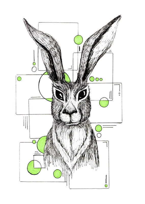 geometric rabbit drawing