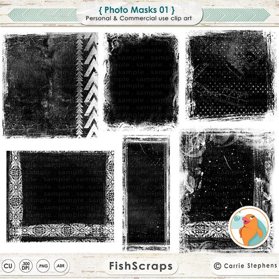 Photoshop Clipping Masks, Photographer Tools, Photo Masks Distressed, Photographer Tools, Grunge Png Masks, PNG + Brushes Il_570xn