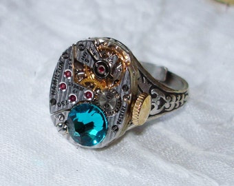 Steampunk Ring - Vintage Watch Movement C 10-2