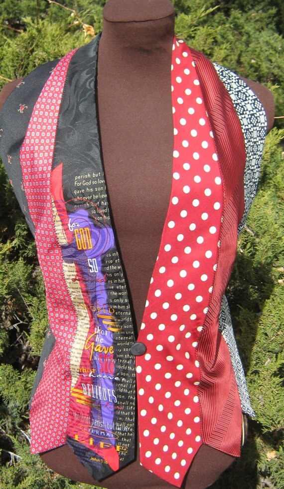 Women's Tie Vest in Red and Black