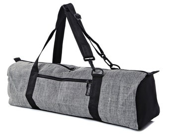 Yoga bag, gym bag ,tote /backpack, large, sport bag ,Grey Cotton - by Begforabag