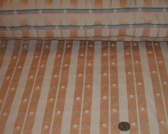 Vintage Home Decor Decorator Striped Peach Color Fabric Upholstery Fabric 1 Yard Long 56 Inches Wide