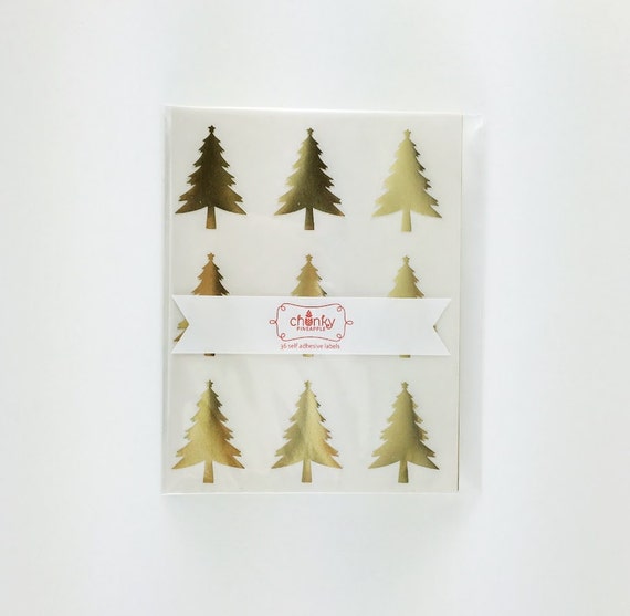 Christmas Tree Stickers / Labels Gold foil or Glossy White