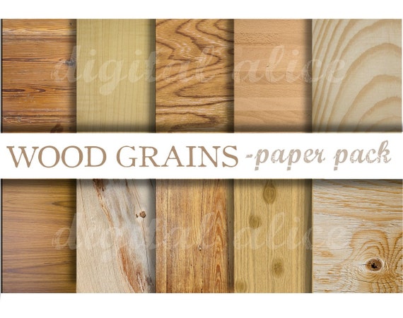 WOOD GRAIN TEXTURES Paper Pack Digital Papers 10 Wood