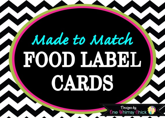 FOOD LABEL CARDS Made to Match Any Design in our Store Il_570xn