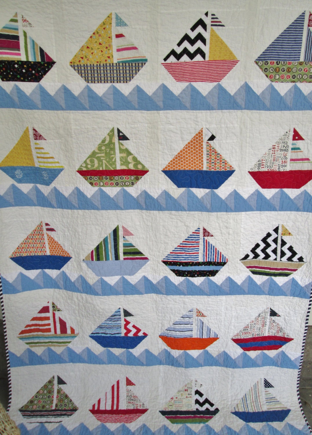 sailboat quilt nautical cottage quilt lake house quilt