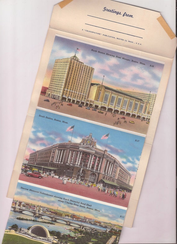 Boston Souvenir Folder History Postcard Size Cards