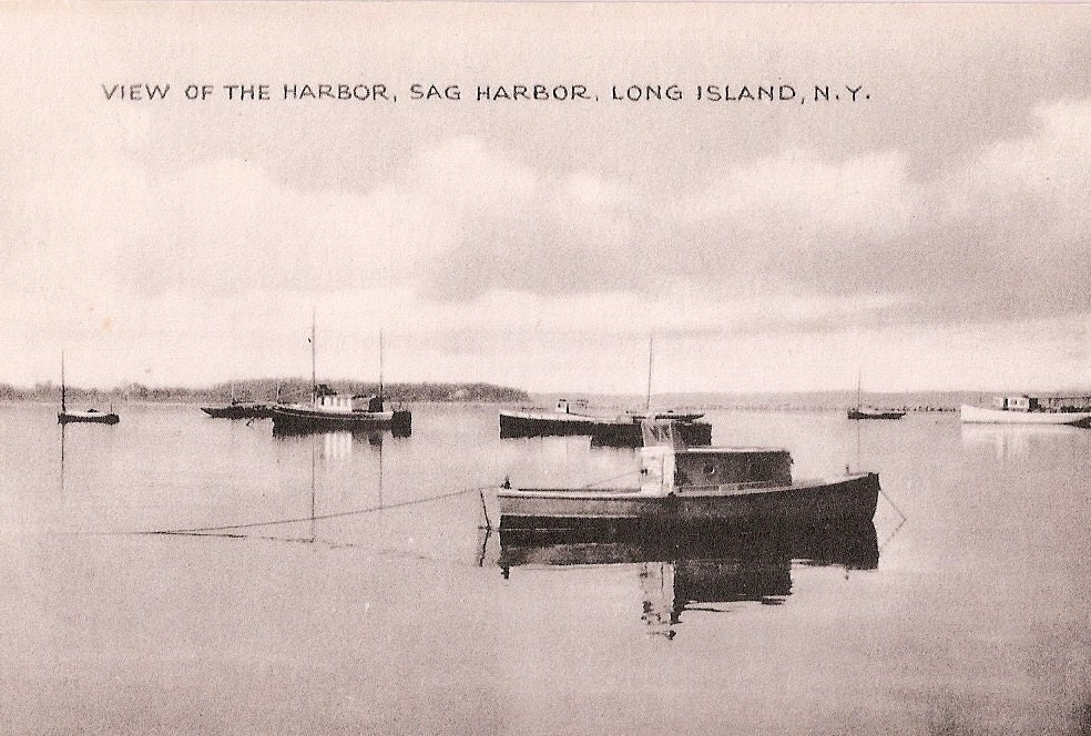 Sag Harbor New York View of the Harbor features Old Boats in