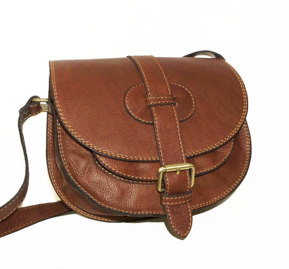 Brown Leather Saddle Bag Messenger Cross-body Purse by ChicLeather