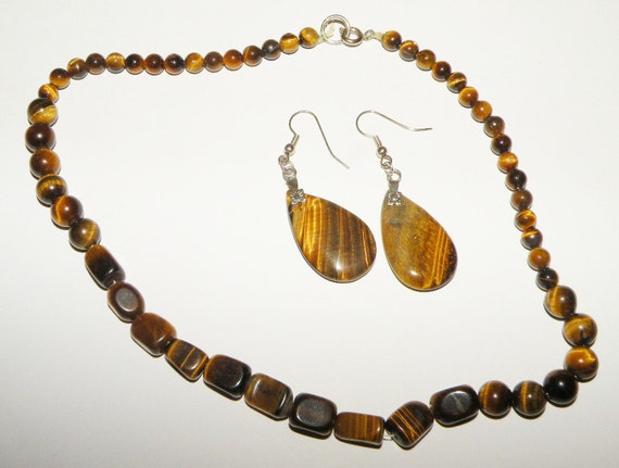 Tigers Eye Necklace and Earring Set