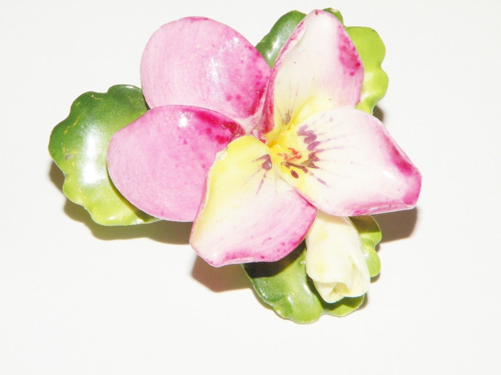 Staffordshire Flower  Brooch Cara  China Made in by Eosophobish