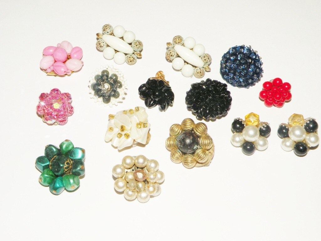 Vintage Cluster Bead Clip on Single Earring Destash by Eosophobish