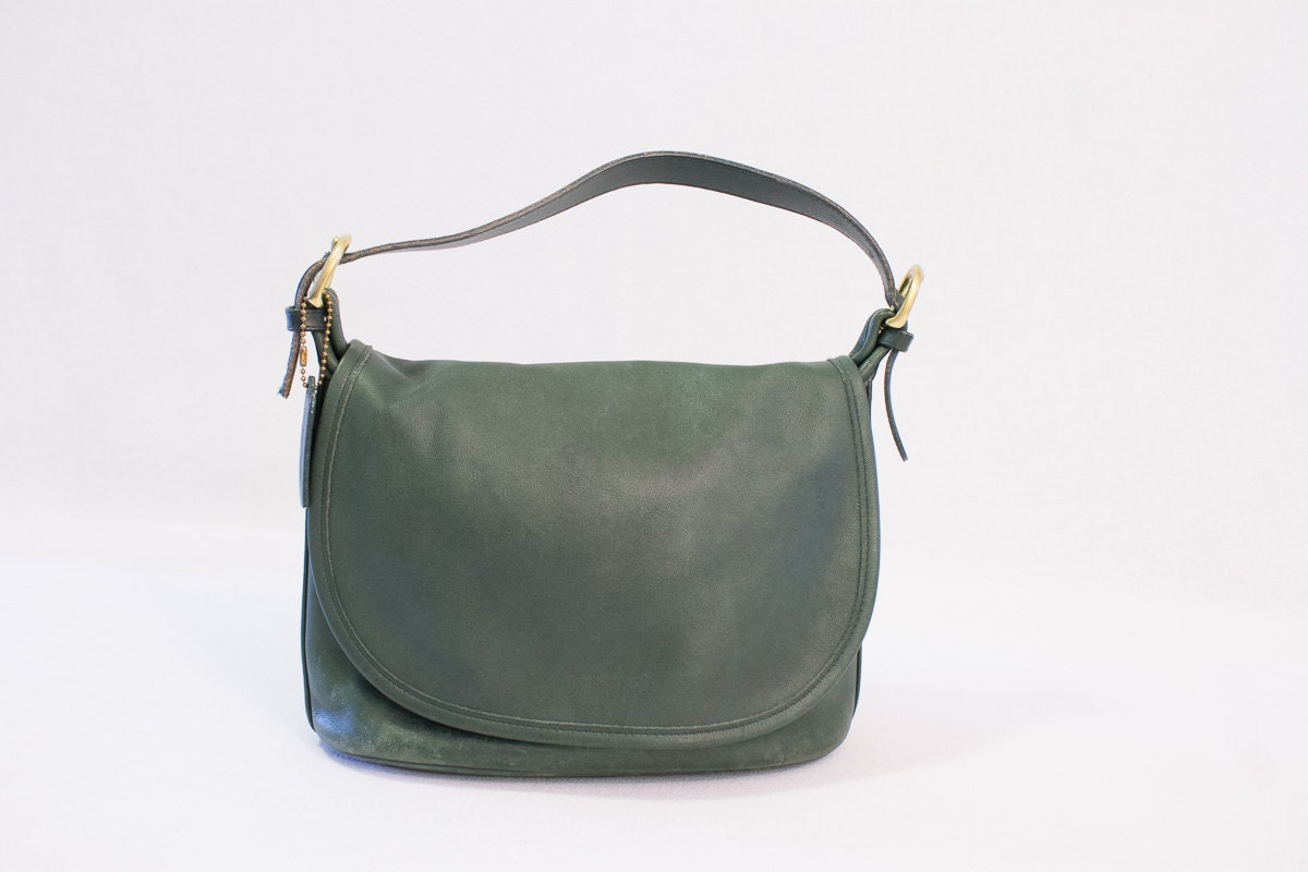 Vintage Green Leather Coach Purse / Bag