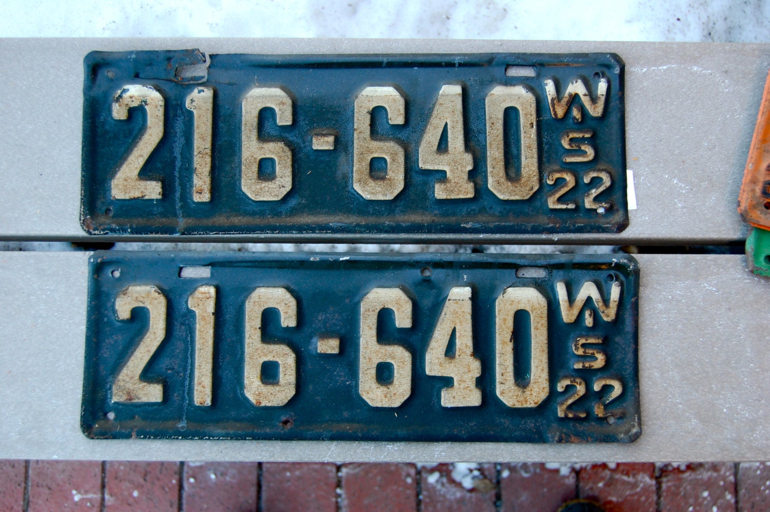 Antique pair of 1922 Wisconsin license plates. by hazelhome