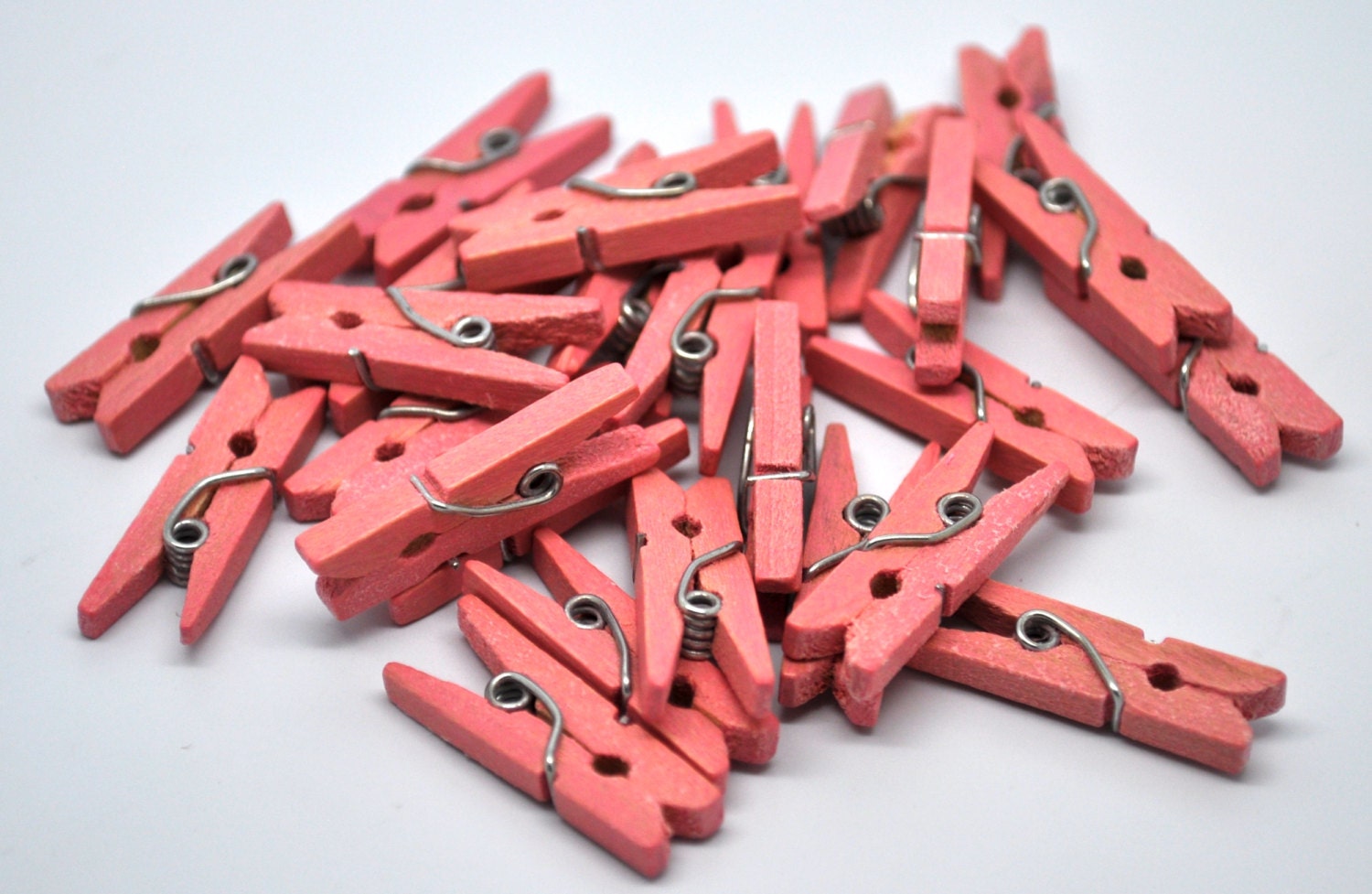SALE PINK Tiny Clothespins 1 inch Qty 25 Rustic Wood