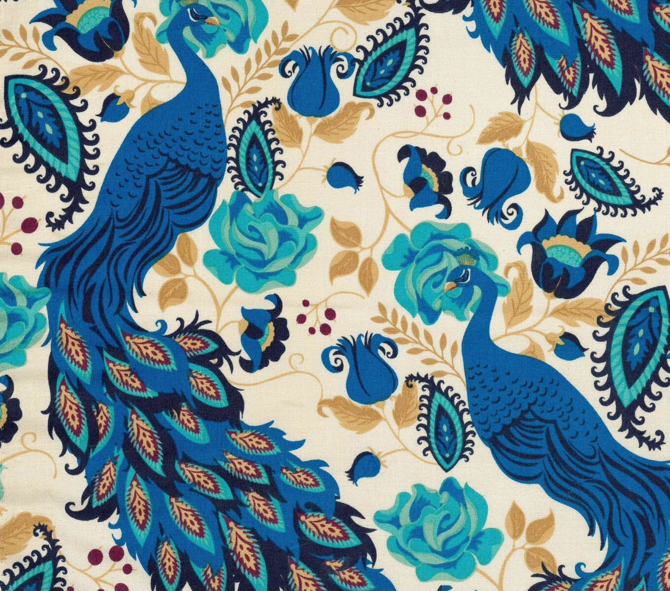 1 Yard Only Peacock print Fabric/ Cotton print by tambocollection