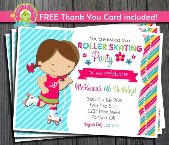 Roller Skating Invitation / Roller Skate Party / Skate Party / Skate Invitation / Roller Skate Invite / Birthday Invitation Il_570xn