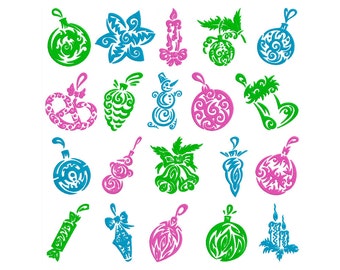 CHRISTMAS DECORATIONS 1 - Machine Filled Embroidery - Instant Digital Download
