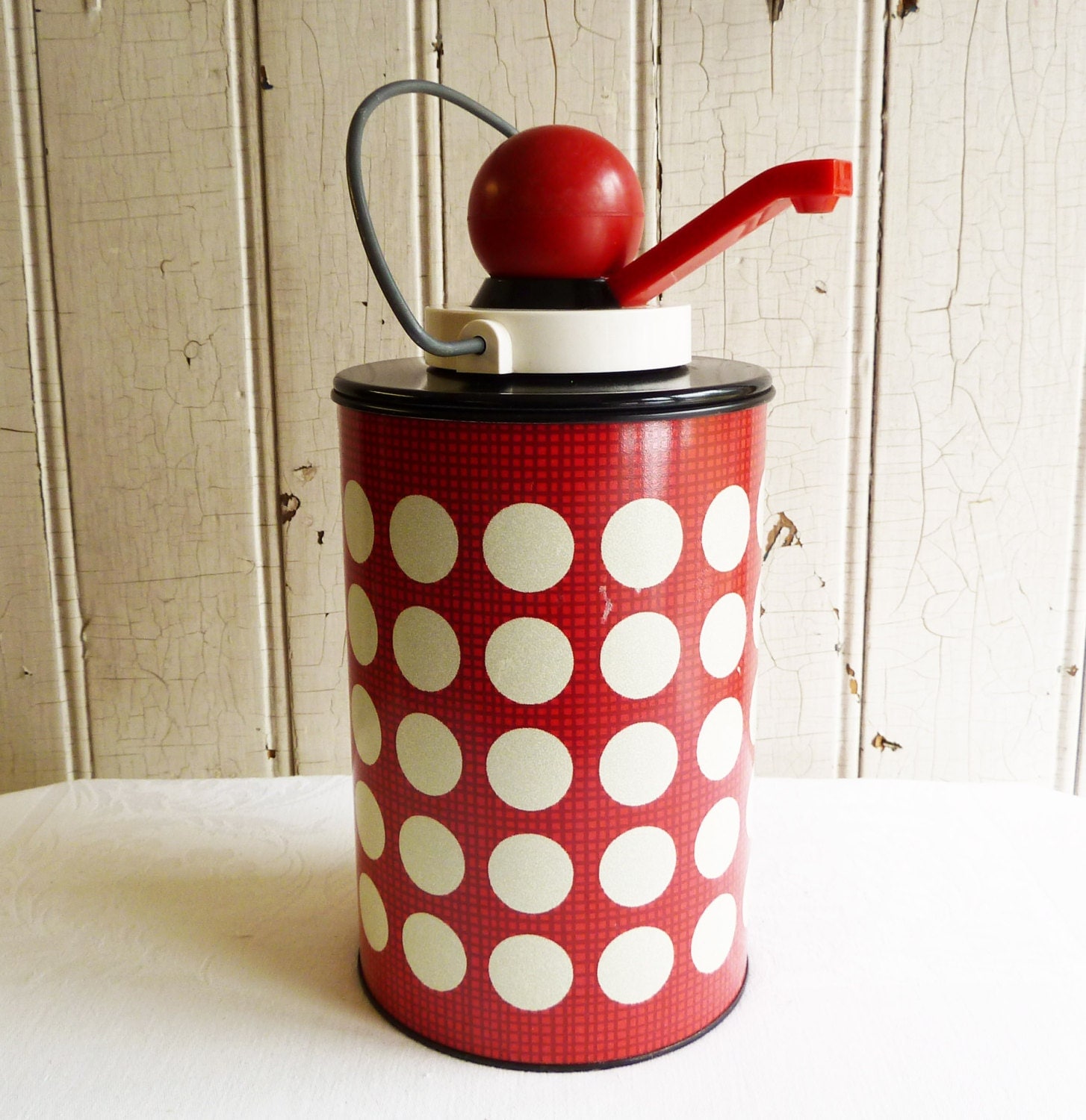 Red and White Vintage Thermos