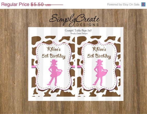 SALE Cowgirl Table Signs 5x7 DIGITAL Il_570xn