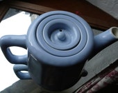 vintage teapot , blue, baby, coffee pot, 1950s, kitchenalia, france, tea maker, french vintage housewares by ancienesthetique