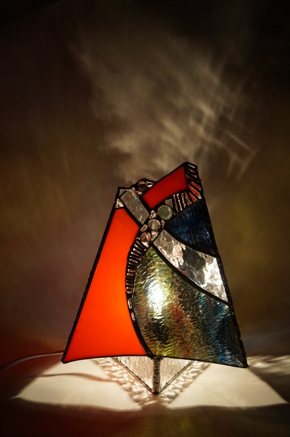 Items similar to Modern handmade stained glass table lamp on Etsy