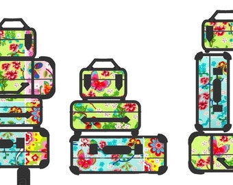 Suitcases Stacks, set of 3 types - machine embroidery applique designs, multiple sizes INSTANT DOWNLOAD