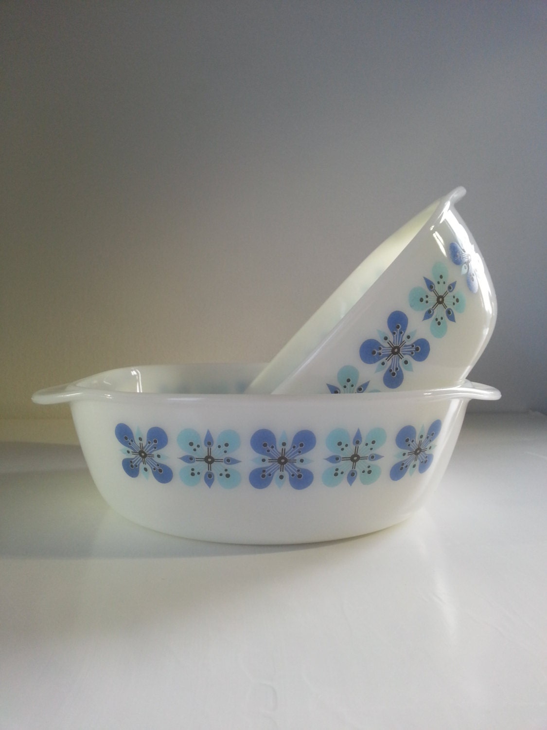 Vintage Schott Mainz Jenaer Glas Milkglass Casserole Dish Bowl Set ...