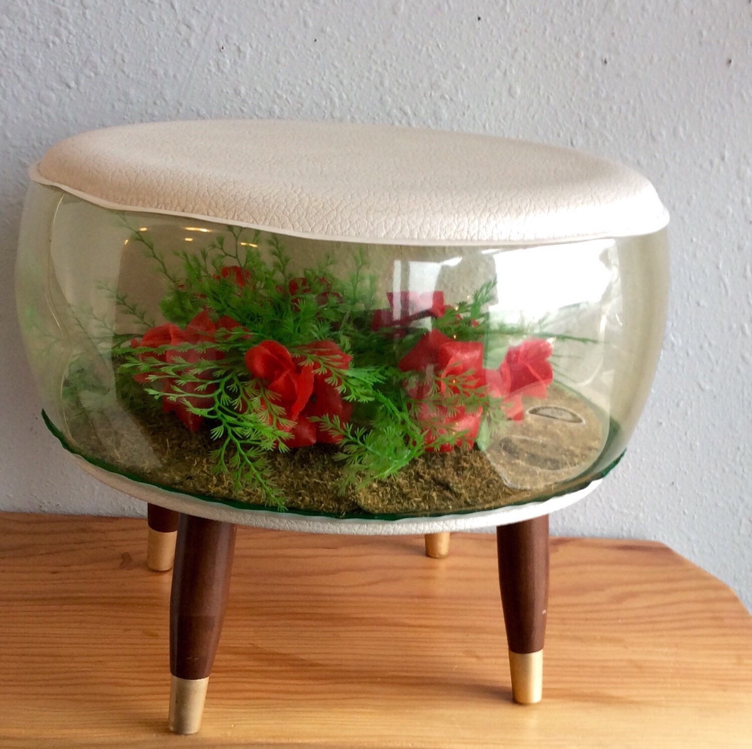 Vintage Clear Vinyl OTTOMAN with Plastic by RevivalVintageATX