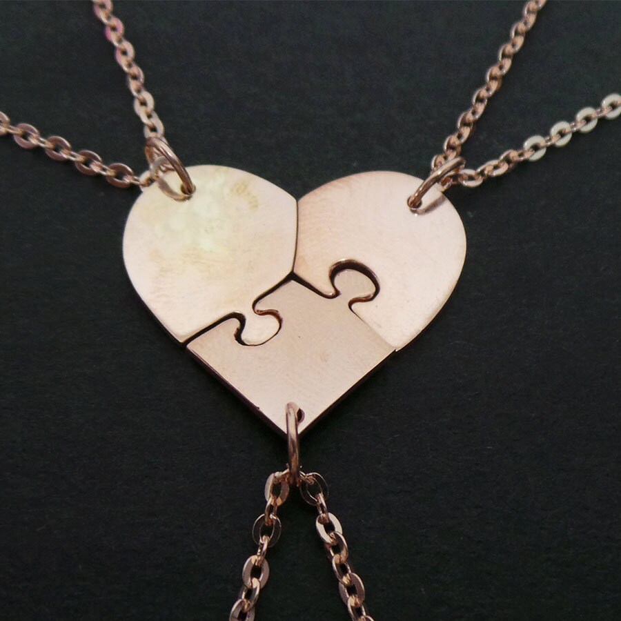 3 Piece Best Friends Heart Puzzle Necklace Three BFF by yhtanaff