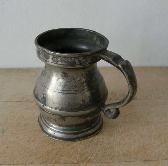 PEWTER GILL MEASURE English 19th Century Pewter Cup Hallmarks