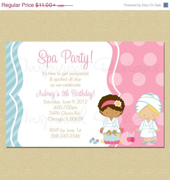 ON SALE Girly Spa Party Birthday Invitation - Any Age Il_570xn