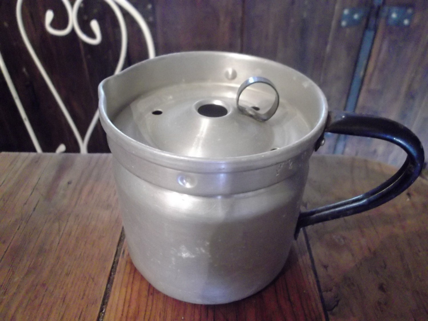 ANTIQUE MILK BOILER, cooking pot,aluminium, French country cottage chic