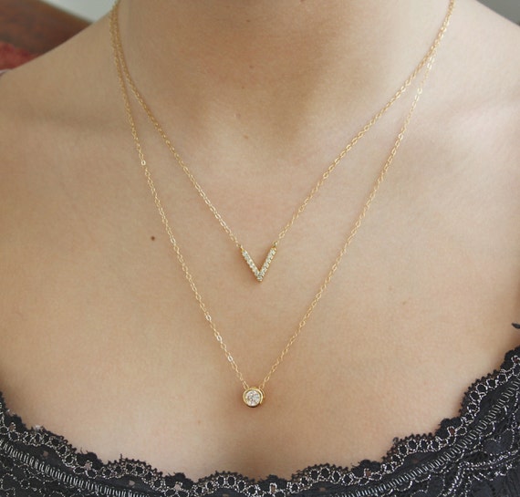 Items similar to Gold Necklace, Dainty Gold Necklace, Layering Necklaces, Bridesmaid Necklace ...