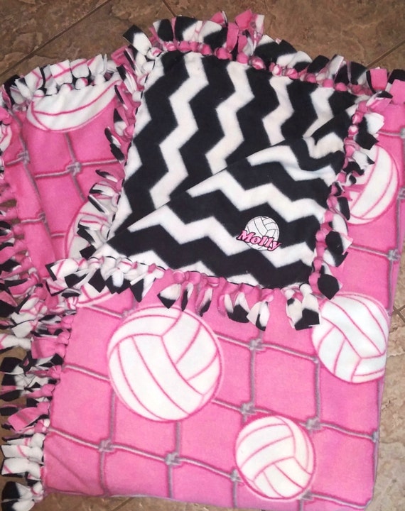 Volleyball Fleece Blankets with Chevron Backing