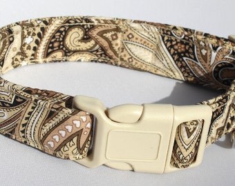 Brown Paisley Dog Collar Size XS, S, M or L