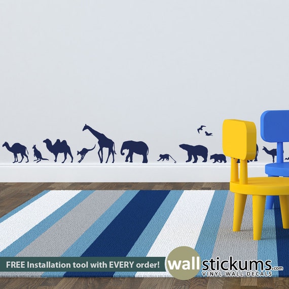 Safari Animals Wall Decal Africa Vinyl Wall Art Decal Sticker